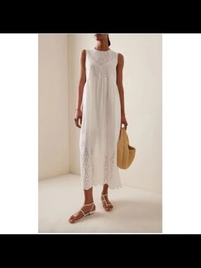 POSSE Louisa Broderie Anglaise Maxi Dress Womens Small Vintage White